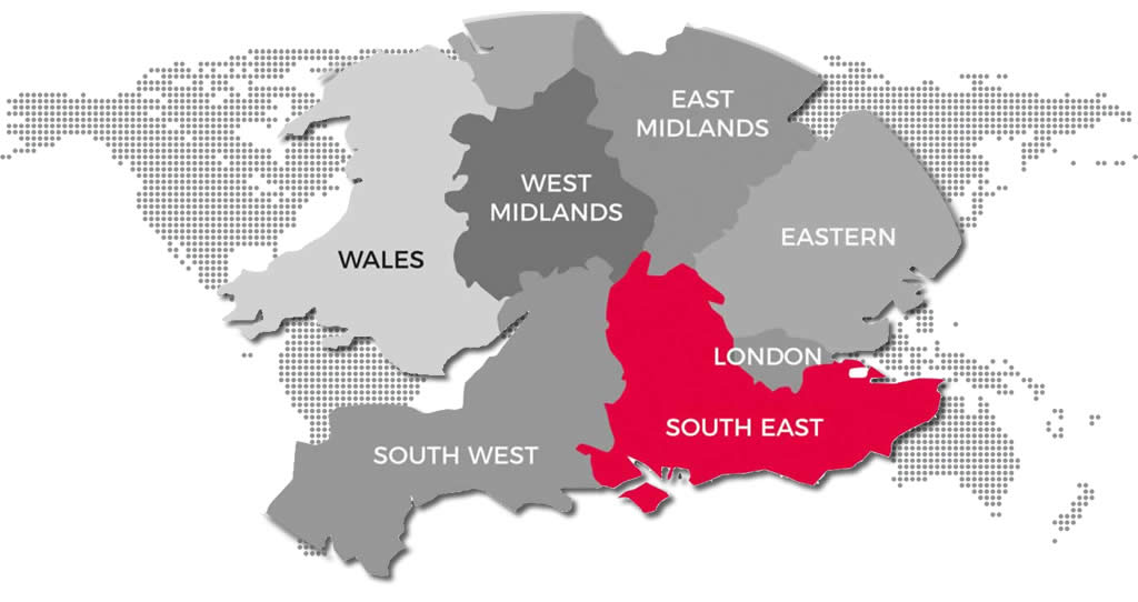 south east uk world map