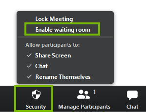 Enabling waiting room